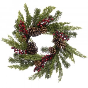 Елхови венец с шишарки и боровинки, 50 см