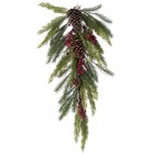 Елхови висящ клон с шишарки и боровинки, 68 см