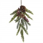 Елхови висящ клон с шишарки и боровинки, 60 см