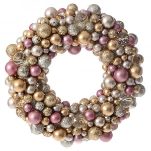 Венец от розови и златни перли, 25 см