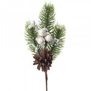 Клонка с шишарка и бели перли, 20 см