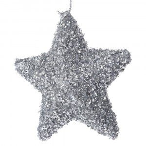 Звезда сребро със стърготини, 12 см