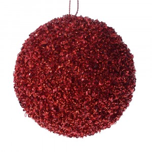 Топка червена със стърготини, 8 см
