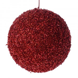 Топка червена със стърготини, 10 см