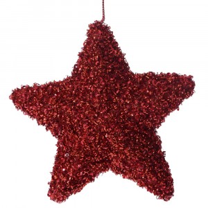Звезда червена със стърготини, 12 см
