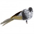Птичка с щипка, сива с перли, 16х6 см