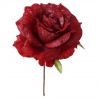 Стрък червена роза, заскрежена, 20 см