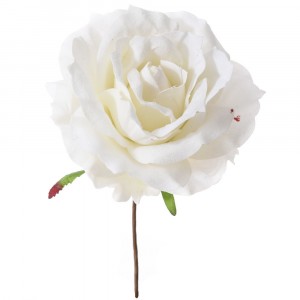 Стрък роза, бяла, 20 см