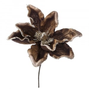 Стрък магнолия, кафе с брокат, 24 см