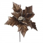 Стрък коледна звезда, кафе с брокат, 24 см