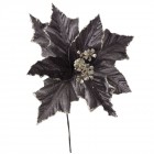Стрък коледна звезда, тъмно сива с брокат, 24 см