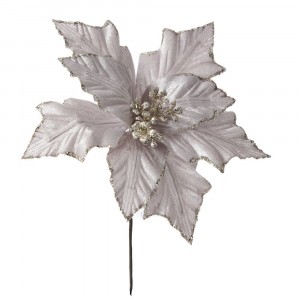 Стрък коледна звезда, шампанско с брокат, 24 см