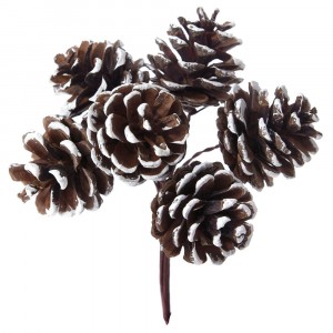 Сноп 6 кафяви заснежени шишарки, ф 2 см