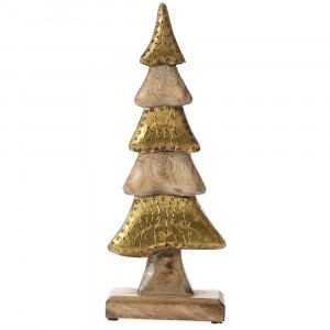 Елха от дърво и метал, злато, 24х60 см