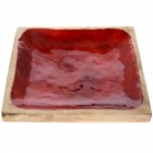 Плато от дърво с червен лак, 25х25 см