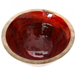 Купа от дърво с червен лак, ф20х10 см