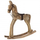 Дървен люлеещ се кон с кожено седло, 38х39 см