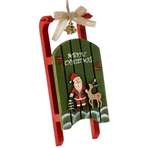 Висулка, дървена шейна, червена, 8х17 см