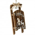 Висулка, дървена шейна, кафява, 8х17 см