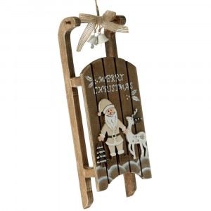 Висулка, дървена шейна, кафява, 10х24 см