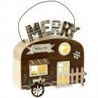 Дървена светеща каравана, кафе, 18х7х23 см