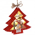 Дървена светеща висулка , елха, червена, 14х15 см