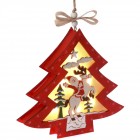 Дървена светеща висулка , елха, червена, 18х20 см