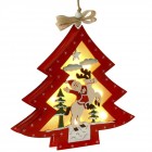 Дървена светеща висулка , елха, червена, 23х24 см