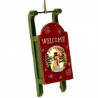 Дървена висяща светеща шейна , червена, 7,5х17 см