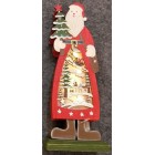 Дървен Дядо Коледа, светещ, 9х5х23 см