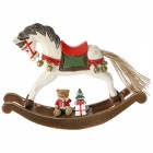 Дървено люлеещо се конче, бяло, 19х5х13 см