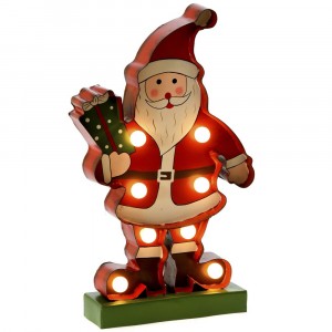 Светещ метален Дядо Коледа, 12х19 см
