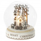 Коледна сцена в стъкло, светеща, бяла, 10х10 см