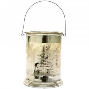 Стъклен свещник, злато, 9х10 см