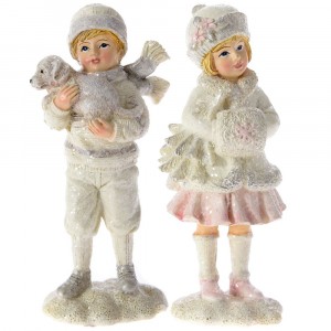 Керамична фигурка момче / момиче, блясък, 6х4х12 см