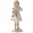 Керамична фигурка момиче с мече и свирка, блясък, 7х7х17 см