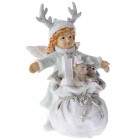 Керамична фигурка, момиче с чувал и подаръци, 10х10х14 см 