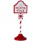 Метален знак NORTH POLE, бяло и червено, 17х16х46 см