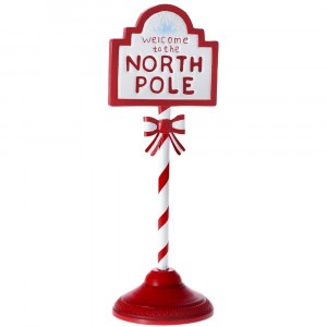 Метален знак NORTH POLE, бяло и червено, 17х16х46 см