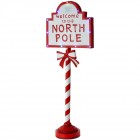 Метален знак NORTH POLE, бяло и червено, 46х24х121 см