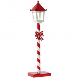 Метална лампа с LED светлина, бяло и червено, 14х10х55 см