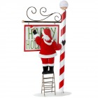 Метален знак HAPPY HOLIDAY с Дядо Коледа, бяло и червено, 33х16х39 см