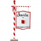 Метален знак SANTA IS IN / OUT, бяло и червено, 52х15х102 см