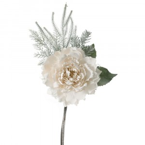 Заскрежено цвете с дантела и елхови клонки, крем, 23х50 см