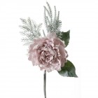 Заскрежено цвете с дантела и елхови клонки, розово, 23х50 см