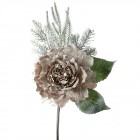 Заскрежено цвете с дантела и елхови клонки, капучино, 23х50 см