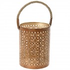 Метален светилник с въжена дръжка, мед, 15х20 см