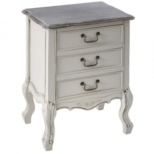 Шкафче с три чекмеджета, ретро бяло, 48х33х66 см