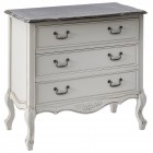 Скрин с три чекмеджета, ретро бяла, 80х40х80 см