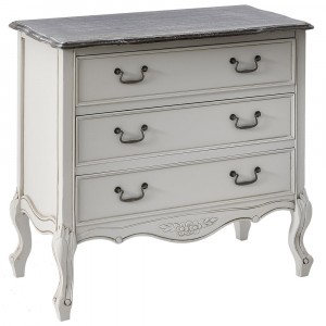 Скрин с три чекмеджета, ретро бяла, 80х40х80 см